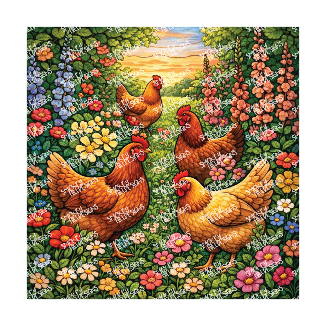 PatternPly® Full Coverage Birds Series Volume 3 Chickens and Roosters 30 art scene artwork