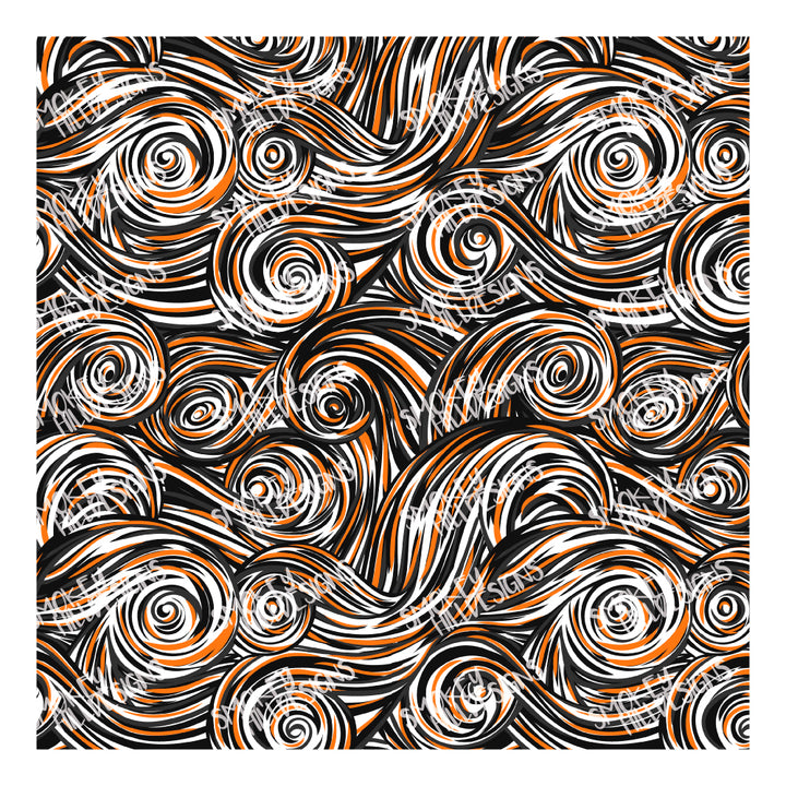 PatternPly® Transparent Black and Orange Swirls