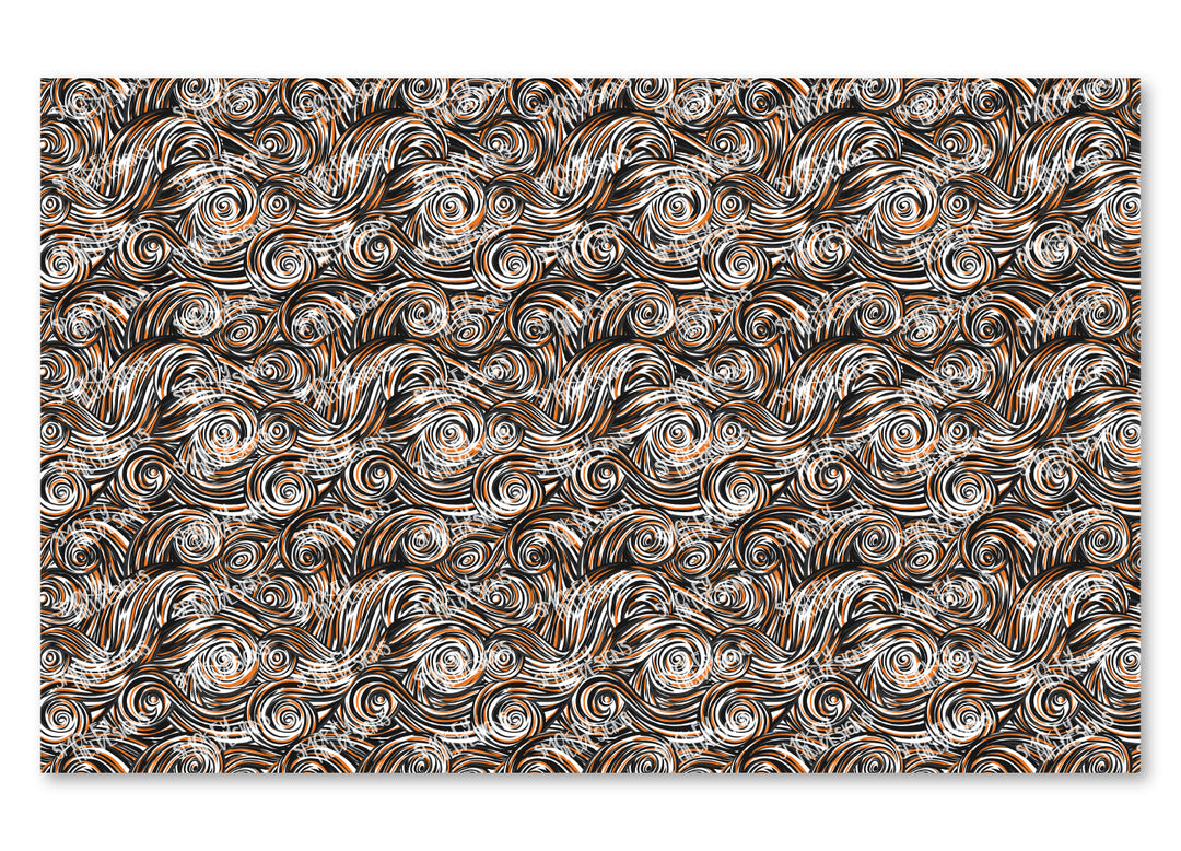 PatternPly® Scattered Black and Orange Swirls