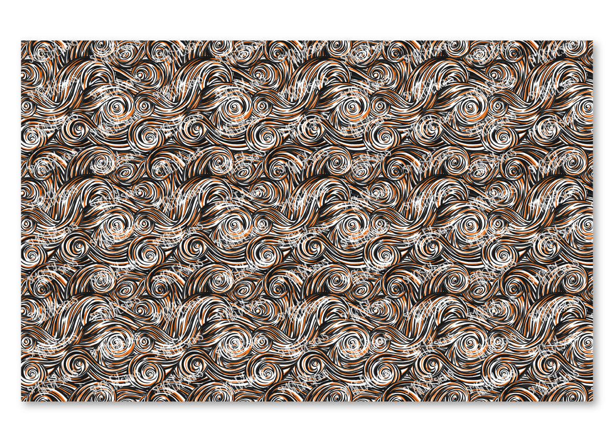 PatternPly® Scattered Black and Orange Swirls product photo 2