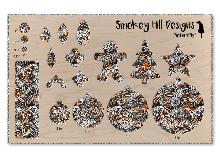 PatternPly® Scattered Black and Orange Swirls
