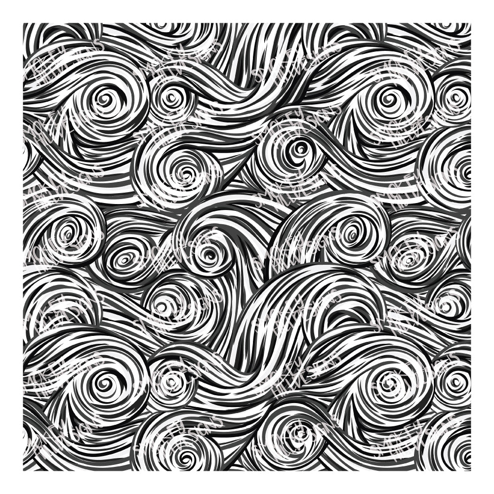 PatternPly® Transparent Black and White Swirls sheet showing the pattern
