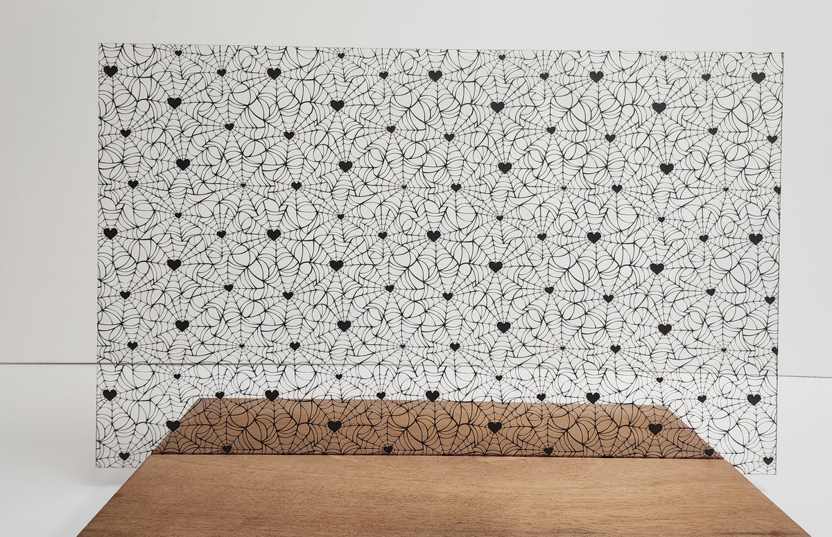 PatternPly® Scattered Black Spiderwebs with Black Hearts product photo 3