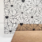 PatternPly® Scattered Black Spiderwebs with Black Hearts sheet showing the pattern