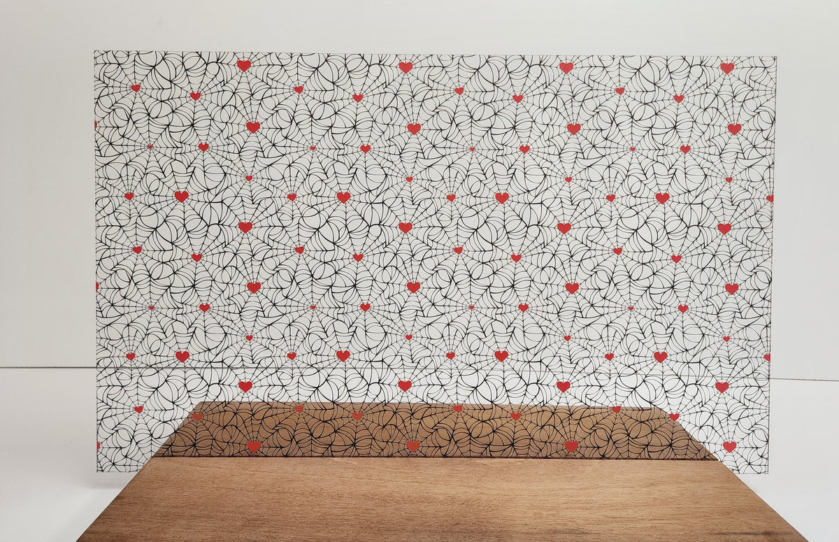 PatternPly® Scattered Black Spiderwebs with Red Hearts product photo 3