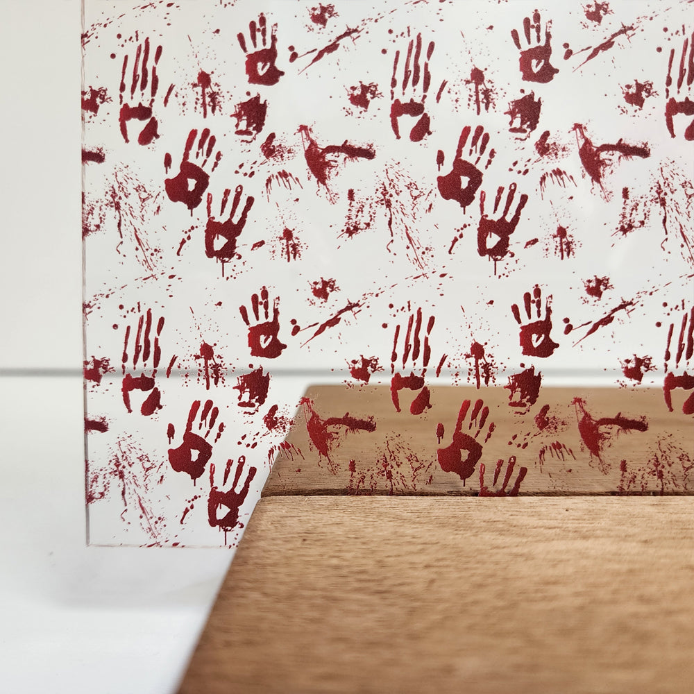 PatternPly® Scattered Bloody Handprints sheet showing the pattern