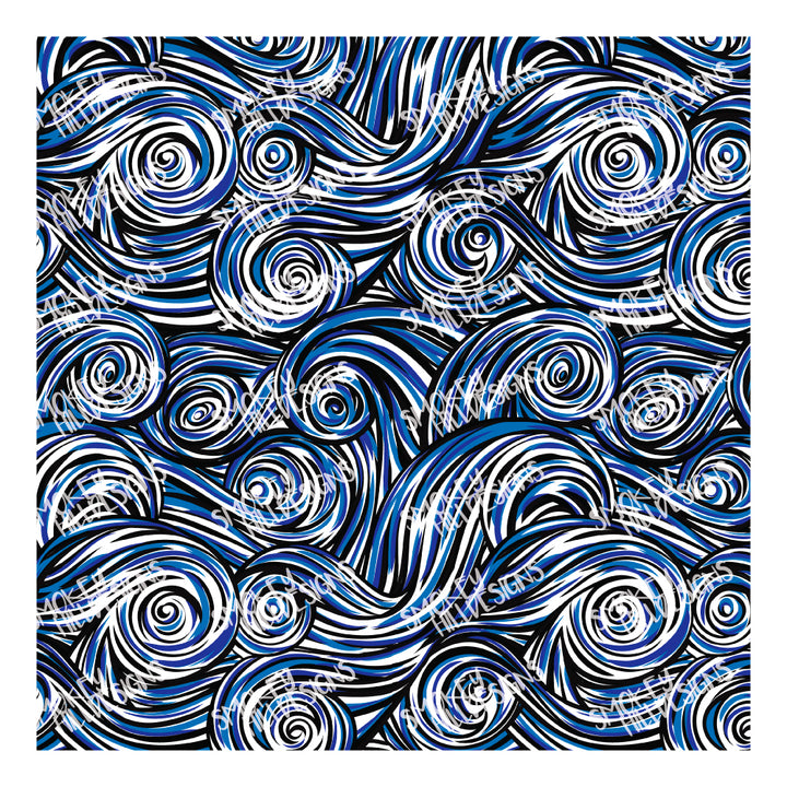 PatternPly® Scattered Blue and Black Swirls