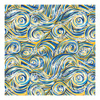 PatternPly® Scattered Blue and Gold Swirls sheet showing the pattern