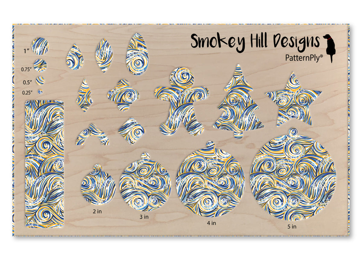 PatternPly® Scattered Blue and Gold Swirls product photo 3