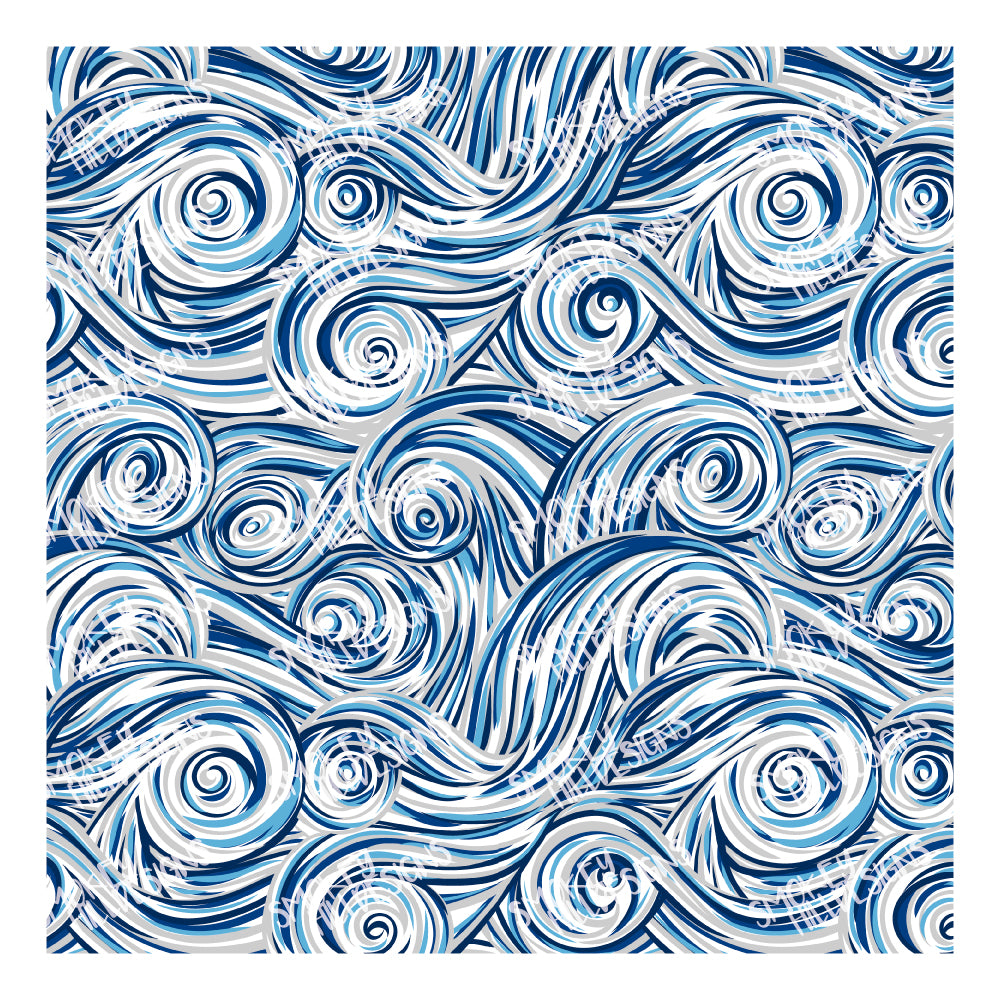 PatternPly® Scattered Blue and Gray Swirls sheet showing the pattern