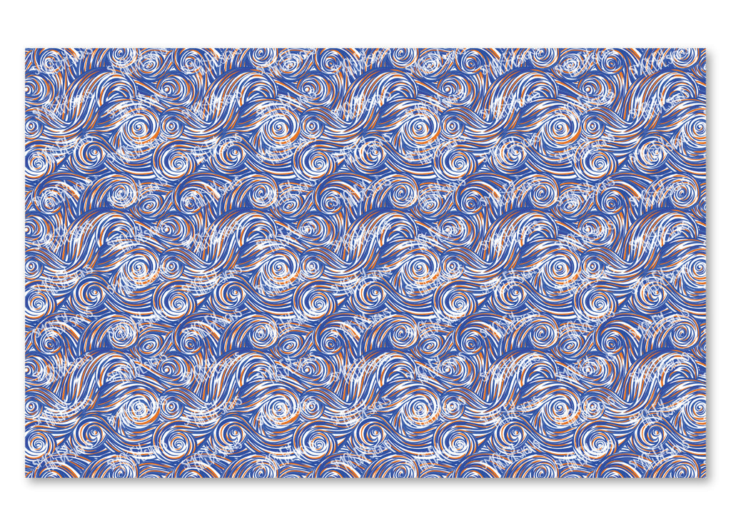 PatternPly® Scattered Blue and Orange Swirls product photo 2