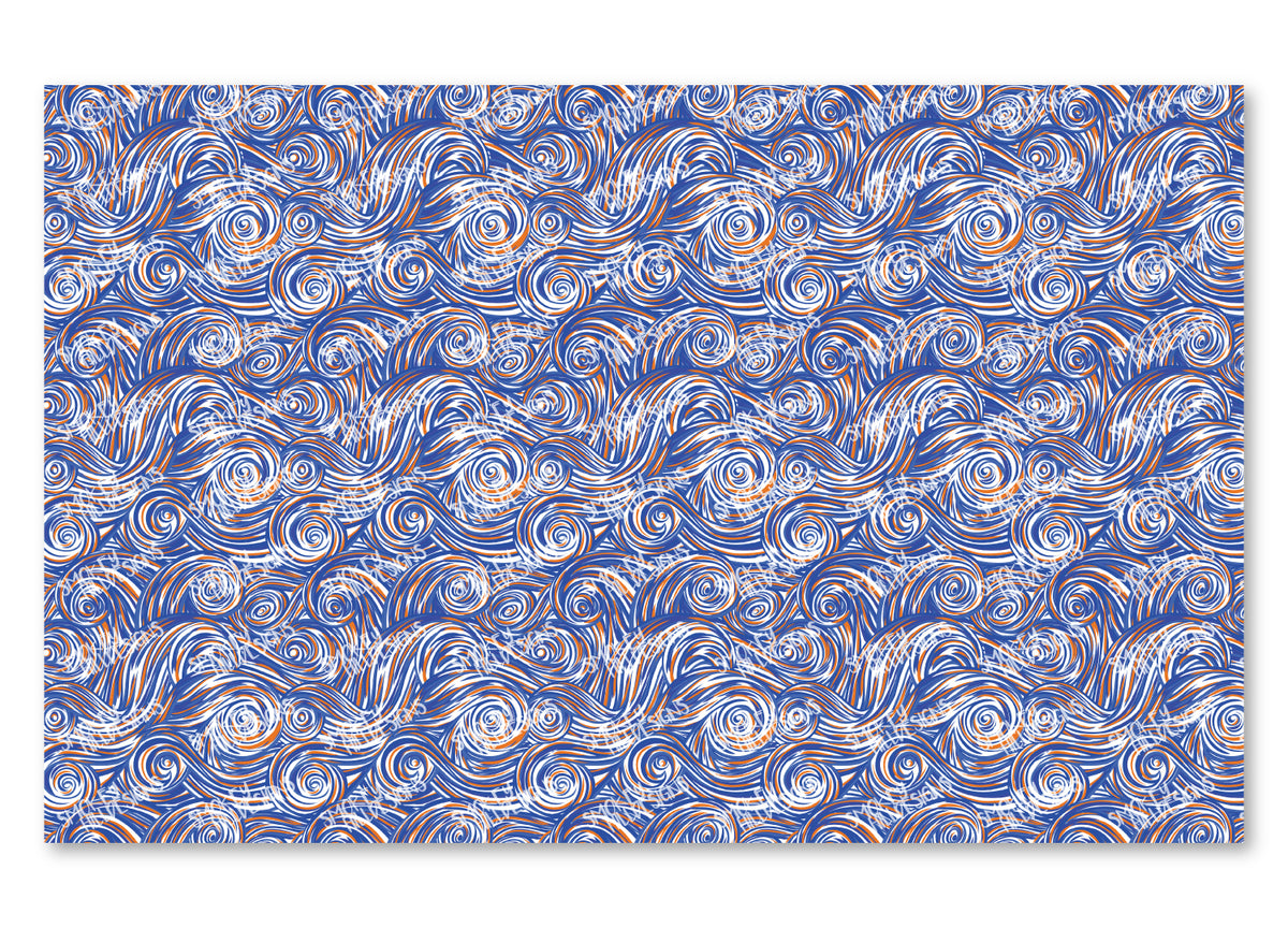 PatternPly® Scattered Blue and Orange Swirls product photo 2