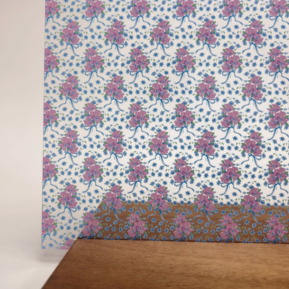 PatternPly® Scattered Coquette Floral Bouquet Blue Bows sheet showing the pattern