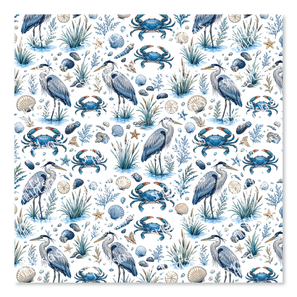 PatternPly® Scattered Blue Crab And Heron
