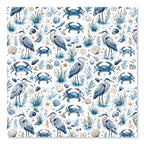 PatternPly® Scattered Blue Crab And Heron sheet showing the pattern