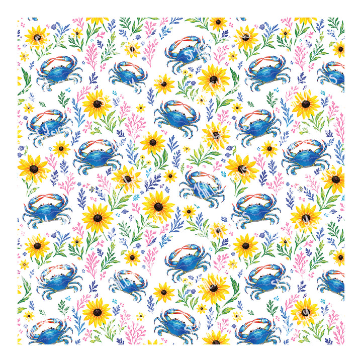 PatternPly® Scattered Blue Crab Floral