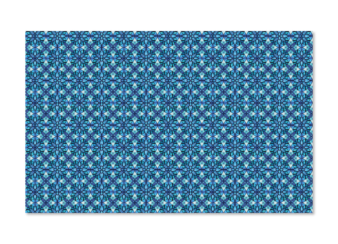 PatternPly® Full Coverage Blue Mosaic Stained Glass Flowers