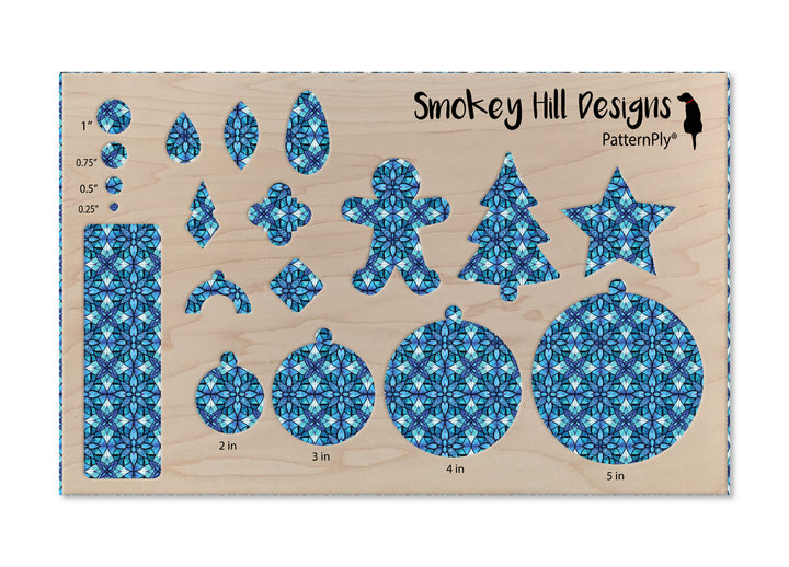 PatternPly® Full Coverage Blue Mosaic Stained Glass Flowers