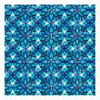 PatternPly® Transparent Blue Mosaic Stained Glass Flowers sheet showing the pattern