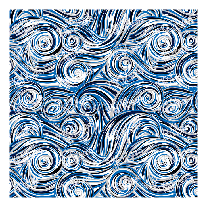 PatternPly® Scattered Blue, Silver, and Black Swirls