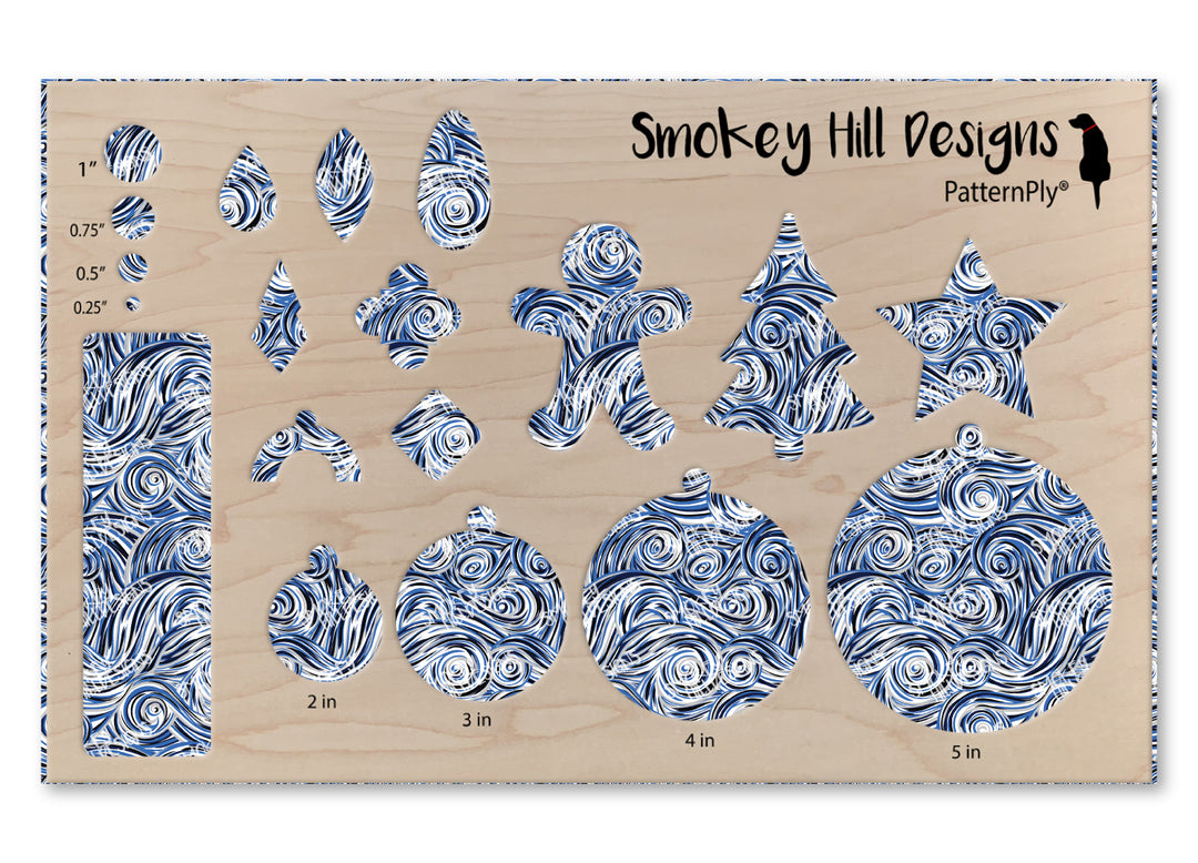 PatternPly® Scattered Blue, Silver, and Black Swirls