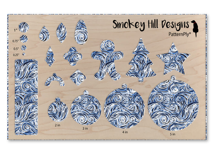 PatternPly® Scattered Blue, Silver, and Black Swirls