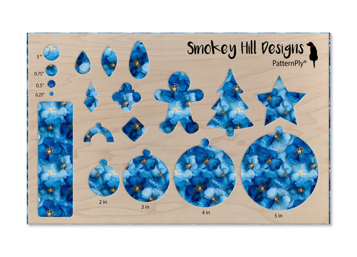 PatternPly® Full Coverage Blue and Gold Floral