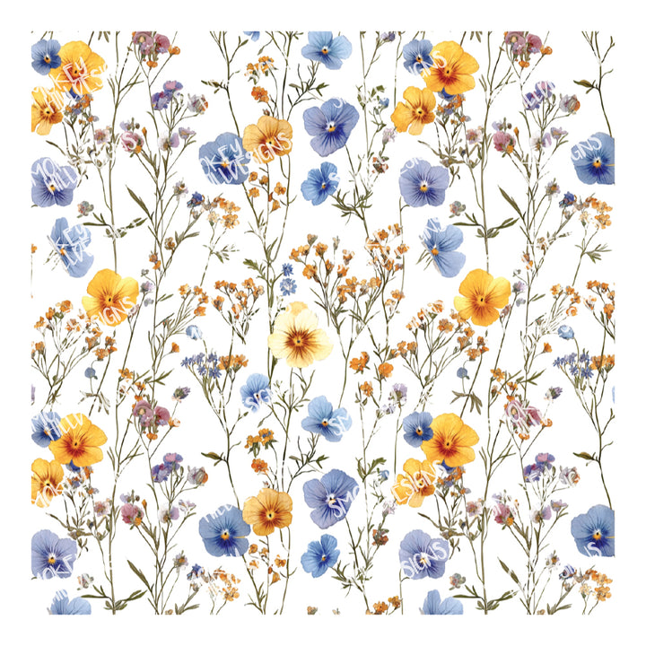 PatternPly® Scattered Blue and Yellow Wildflowers