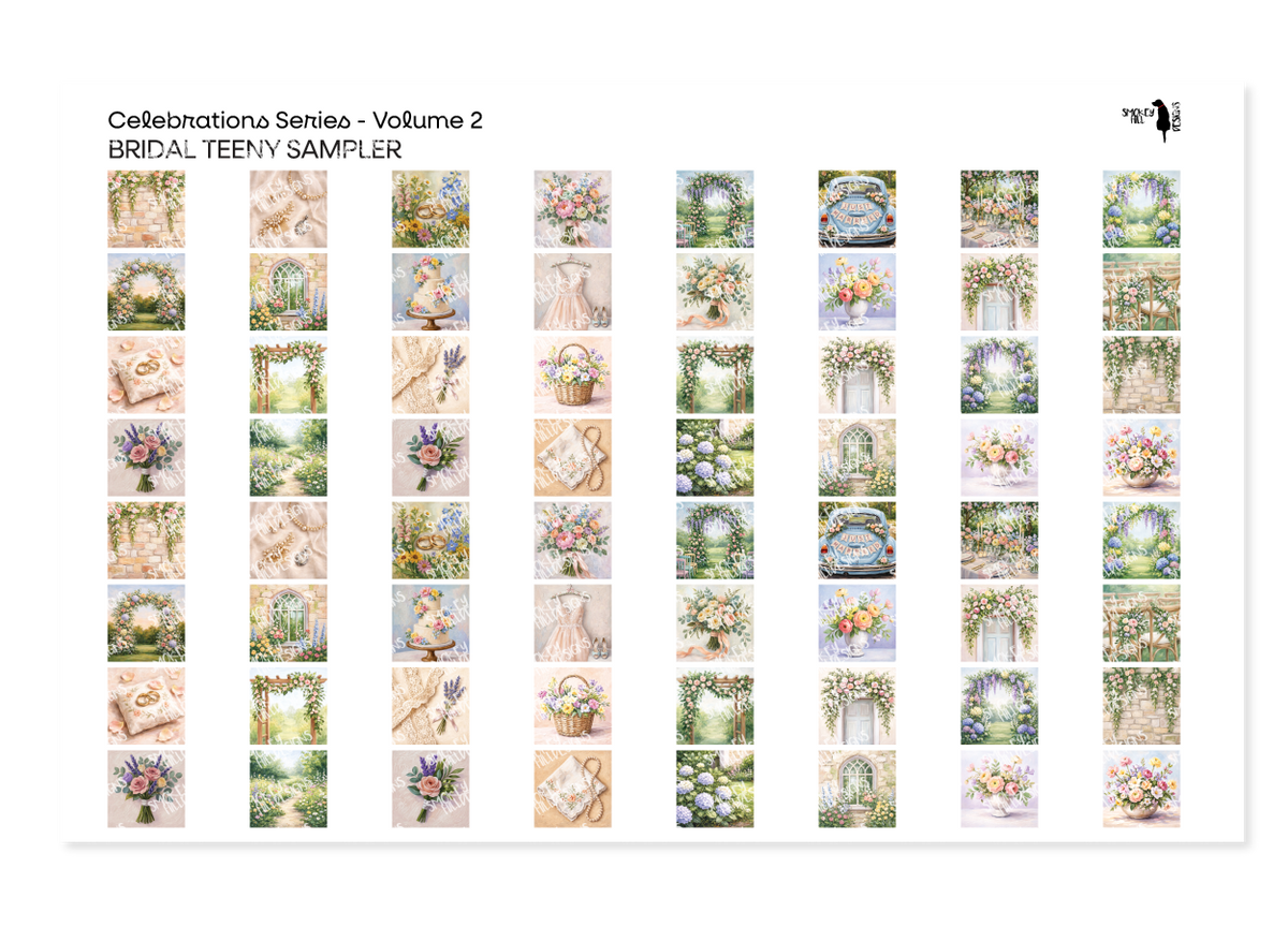 PatternPly® Transparent Bridal Volume 2 Teeny Sampler: sampler sheet of small art scene designs