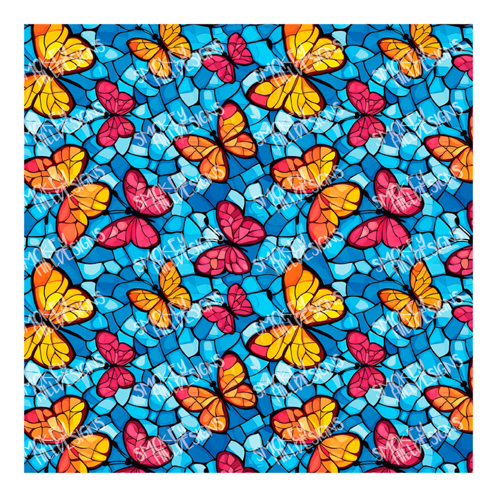 PatternPly® Full Coverage Butterfly Stained Glass VERTICAL