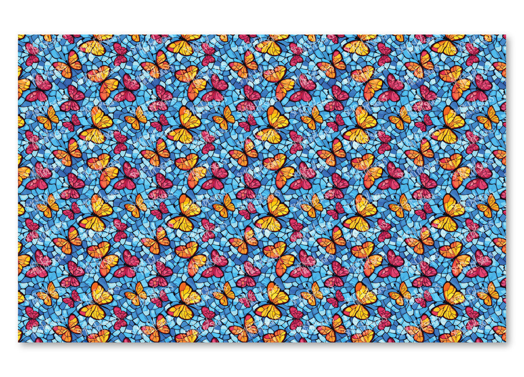 PatternPly® Full Coverage Butterfly Stained Glass VERTICAL