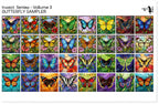 PatternPly® Transparent Insect Series Volume 3 Butterfly Sampler: sampler sheet of small art scene designs
