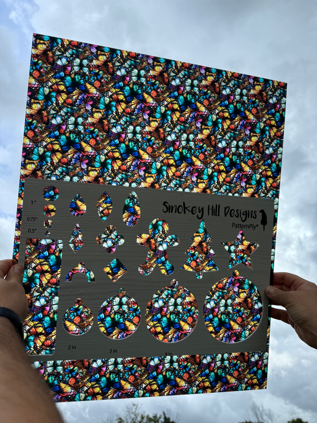 PatternPly® 19x24" Transparent Colorful Butterflies Original Scale product photo 2
