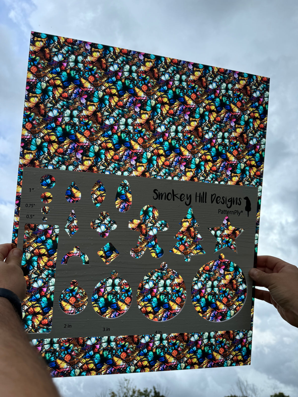 PatternPly® 19x24" Transparent Colorful Butterflies Original Scale product photo 2