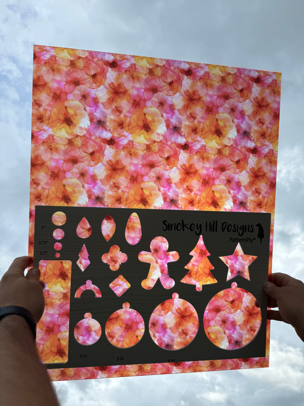 PatternPly® 19x24" Transparent Bright Orange and Pink Floral Original Scale product photo 2
