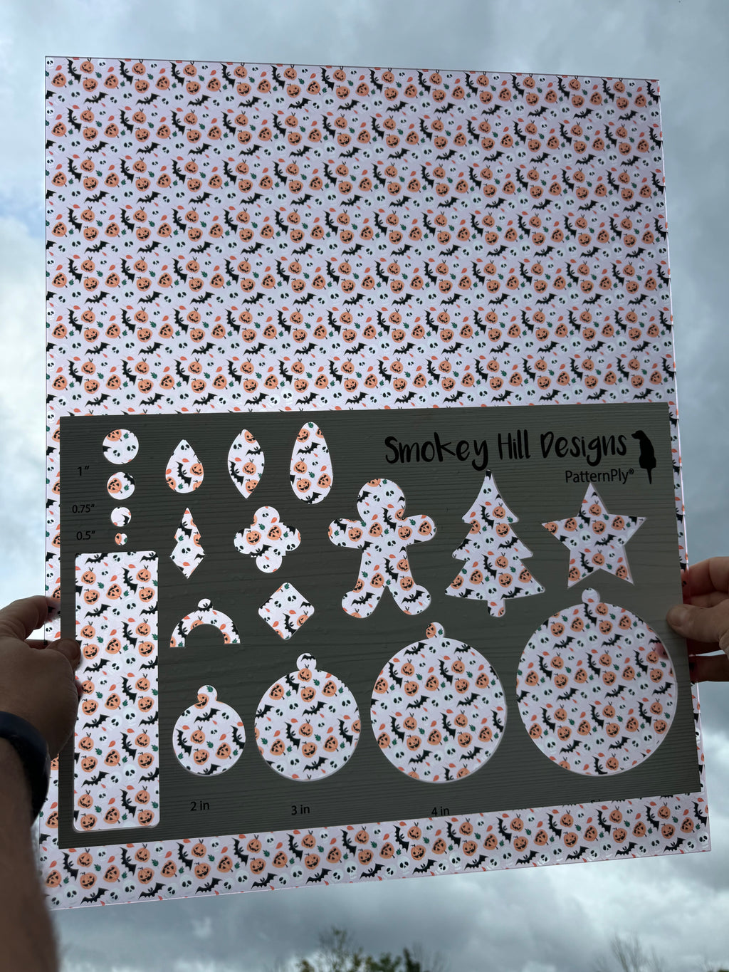 PatternPly® 19x24" Transparent Bats, Skulls, and Jack o Lanterns Pink Background Original Scale product photo 2