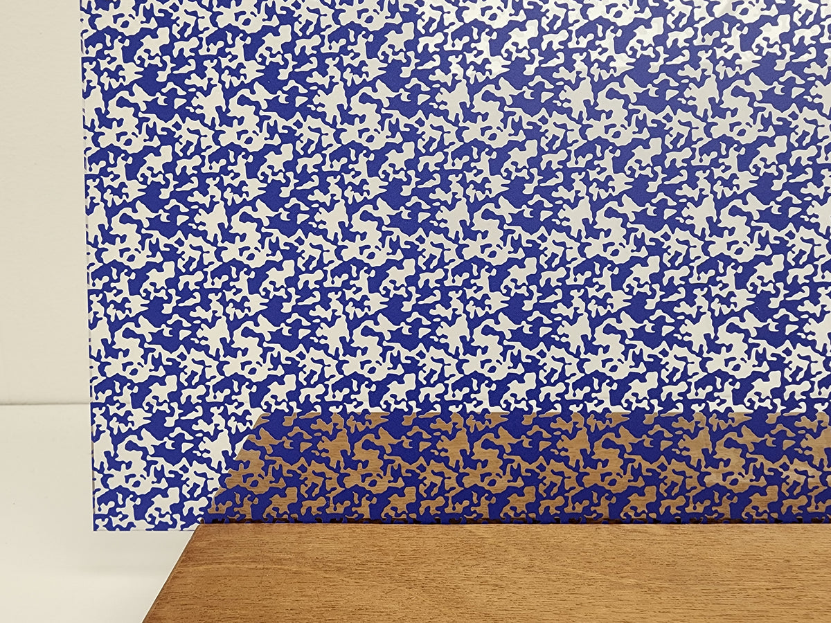 PatternPly® Scattered Camouflage BLUE sheet showing the pattern