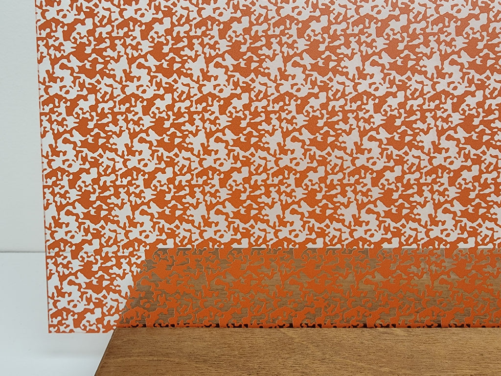 PatternPly® Scattered Camouflage ORANGE sheet showing the pattern