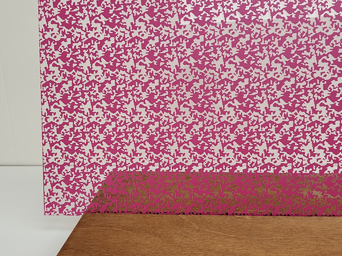 PatternPly® Scattered Camouflage PINK sheet showing the pattern