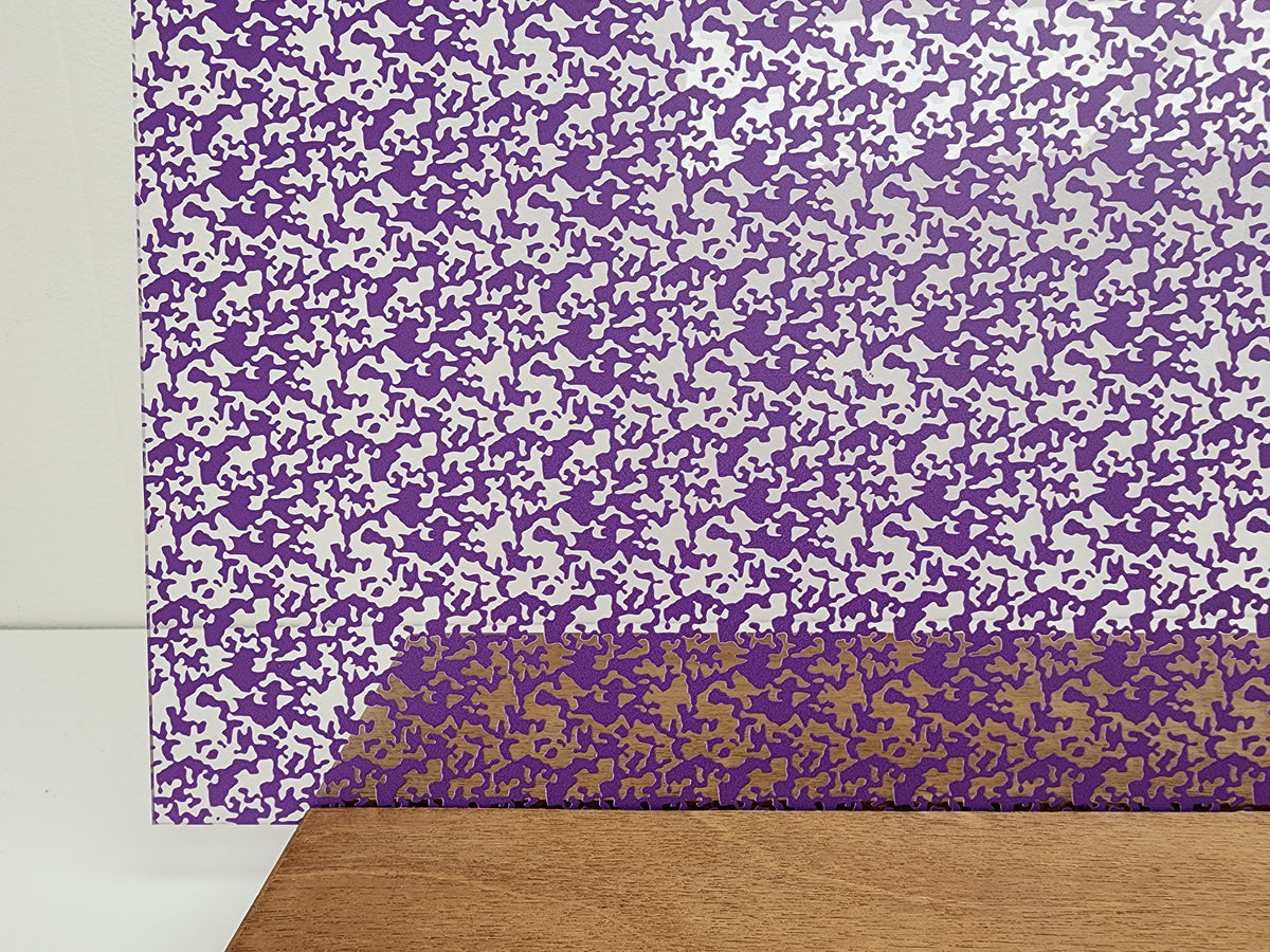 PatternPly® Scattered Camouflage PURPLE sheet showing the pattern