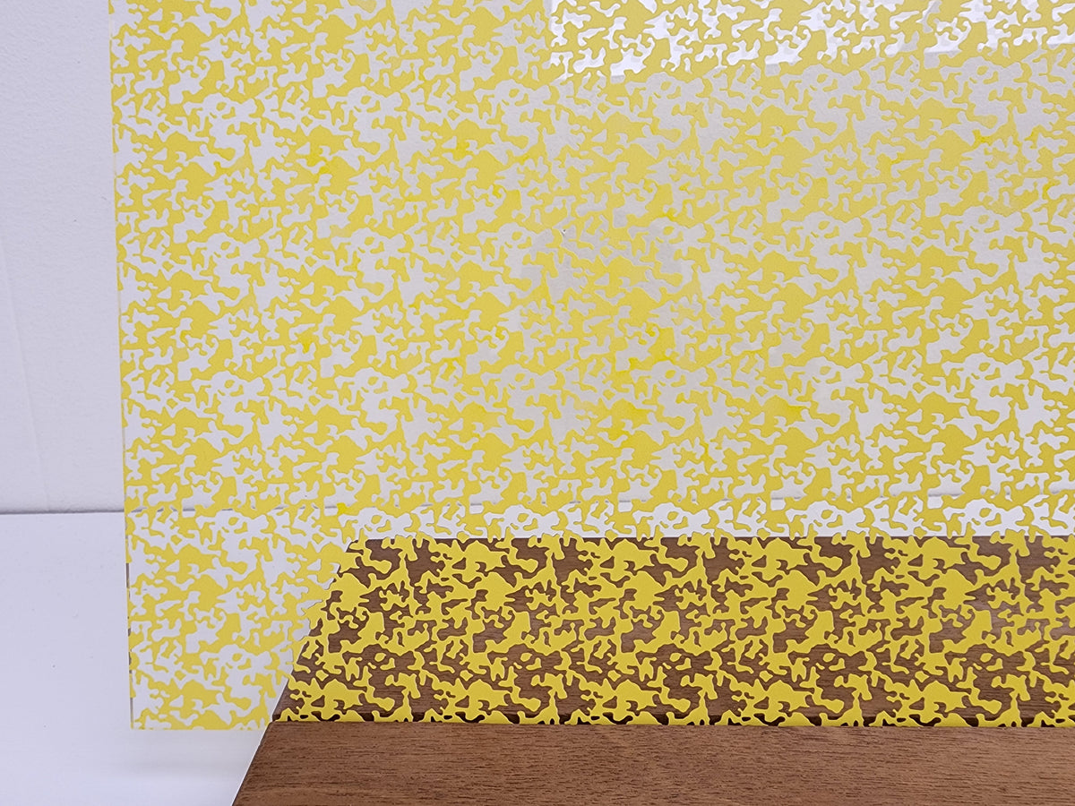 PatternPly® Scattered Camouflage YELLOW sheet showing the pattern