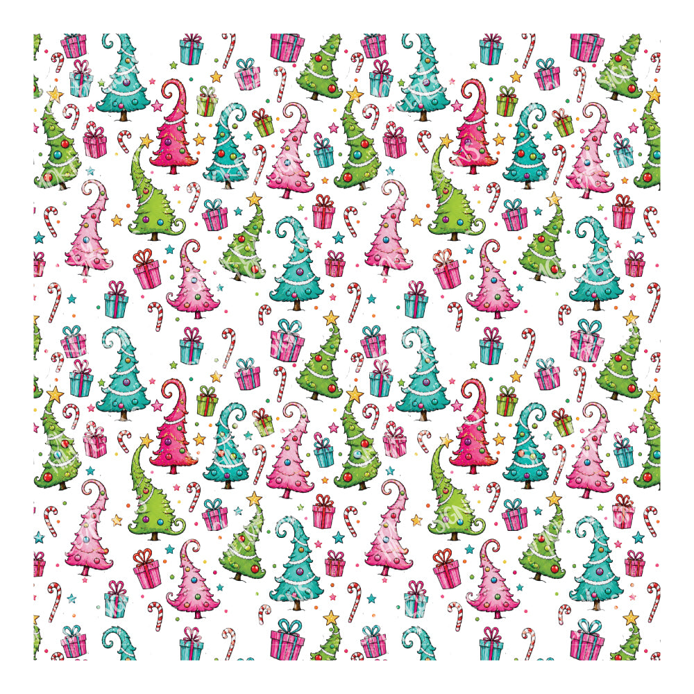 PatternPly® Scattered Cartoon Christmas Trees