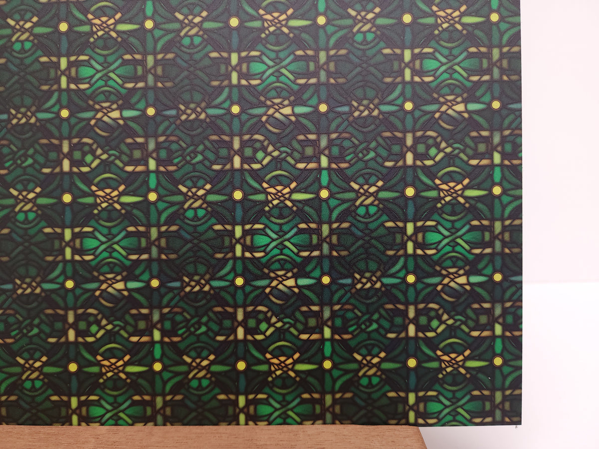 PatternPly® Full Coverage Celtic Church Stained Glass sheet showing the pattern