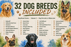PatternPly® Full Coverage Dog Breed Series Volume 3 Dog Portraits in Watercolor Sampler product photo 2