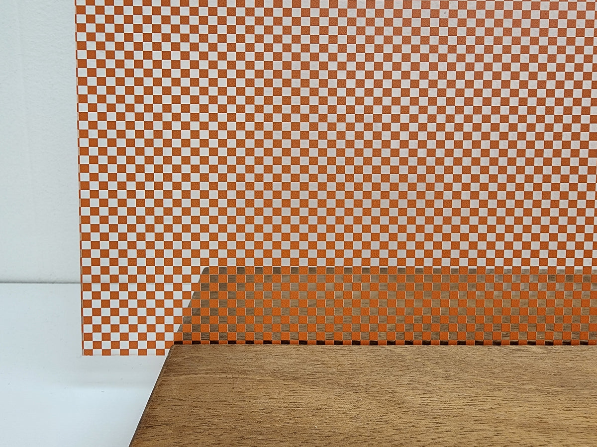 PatternPly® Scattered Micro Checkerboard ORANGE sheet showing the pattern