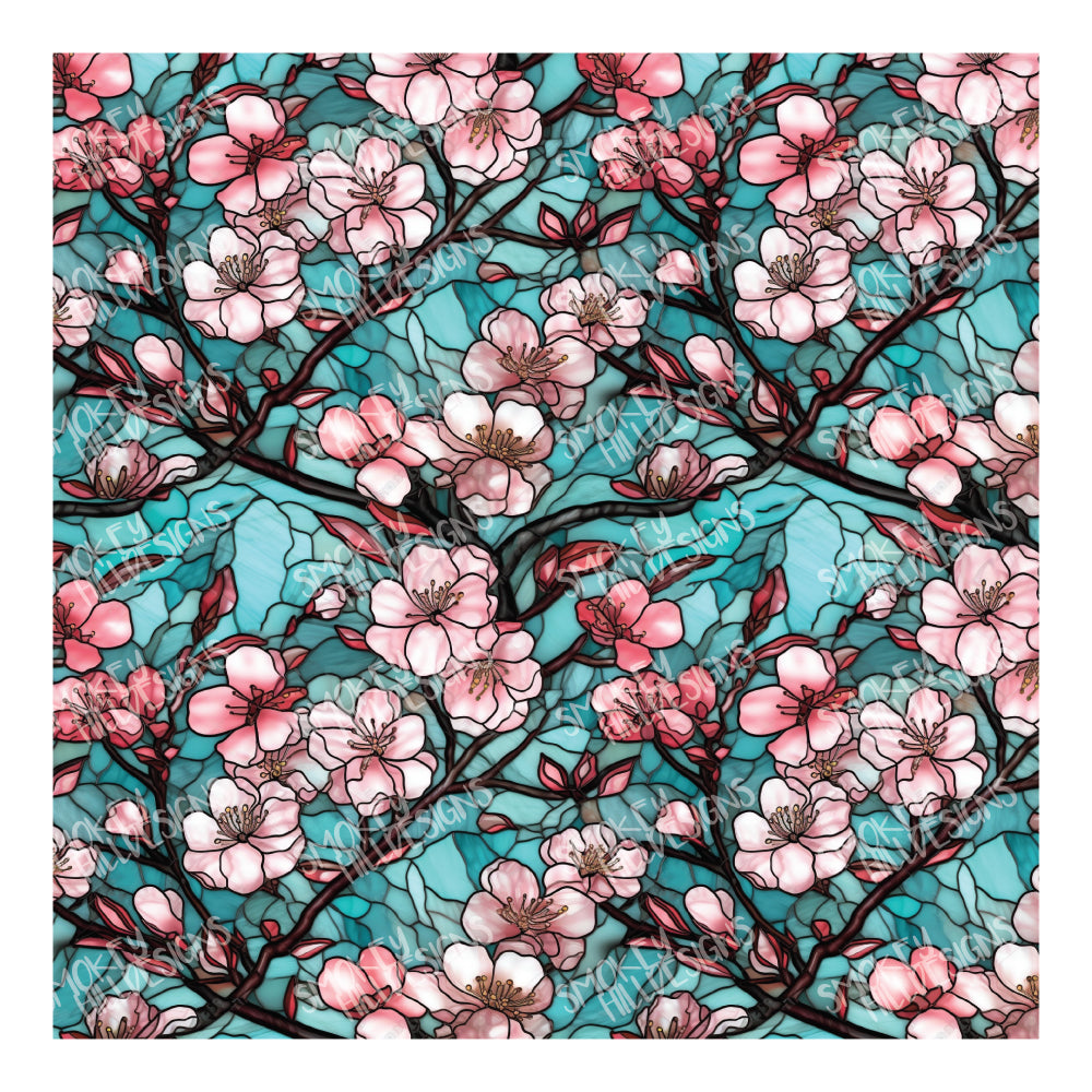 PatternPly® Full Coverage Cherry Blossoms Stained Glass