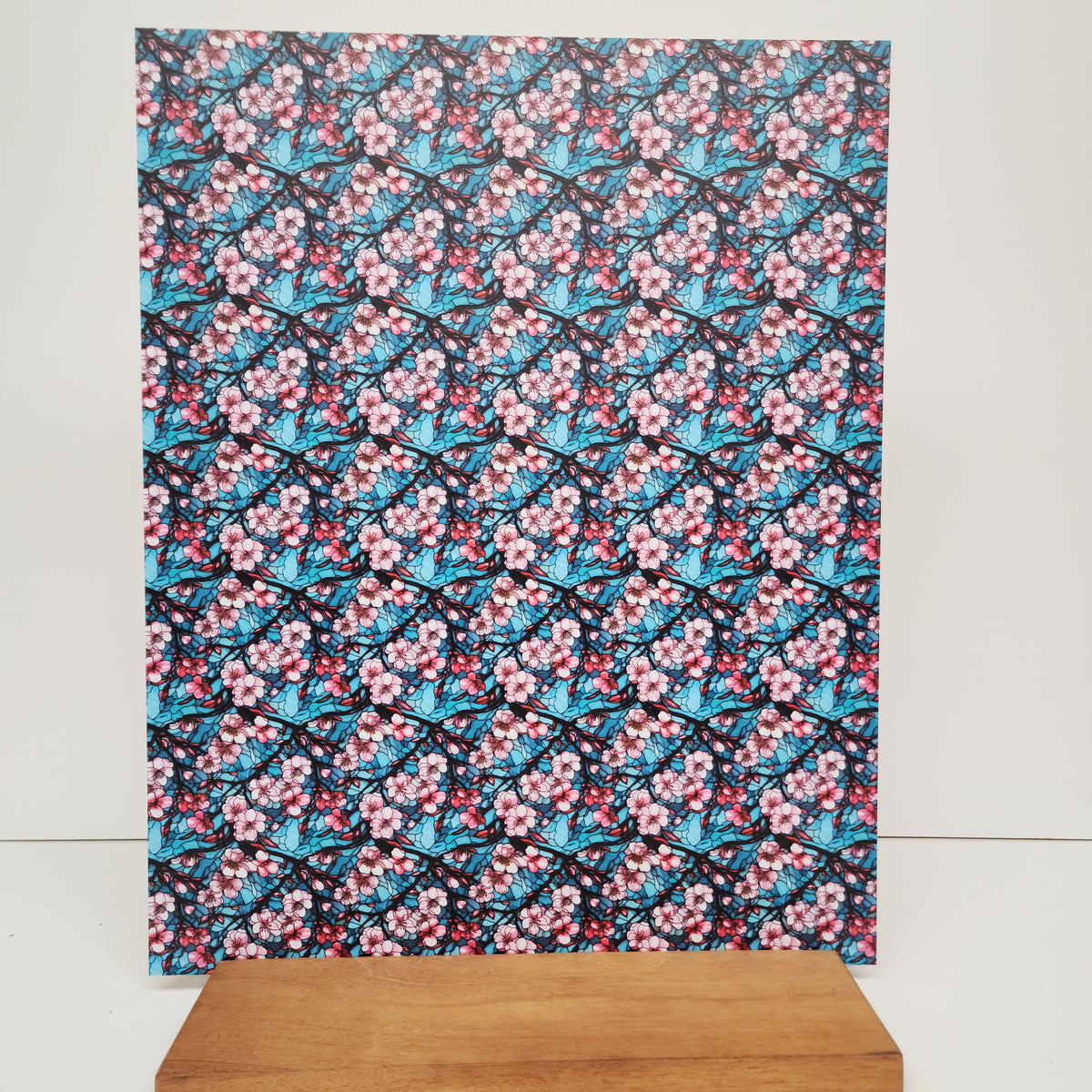 PatternPly® 19x24" Cherry Blossoms Stained Glass Original Scale sheet showing the pattern