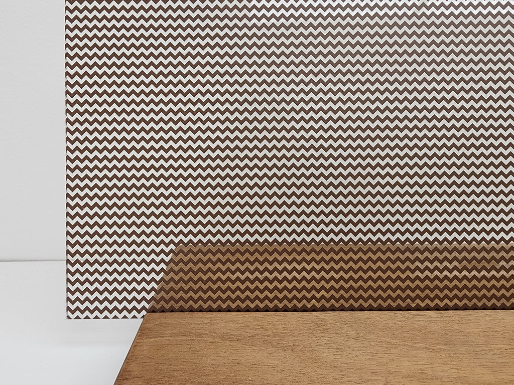 PatternPly® Scattered Micro School Chevron BROWN sheet showing the pattern