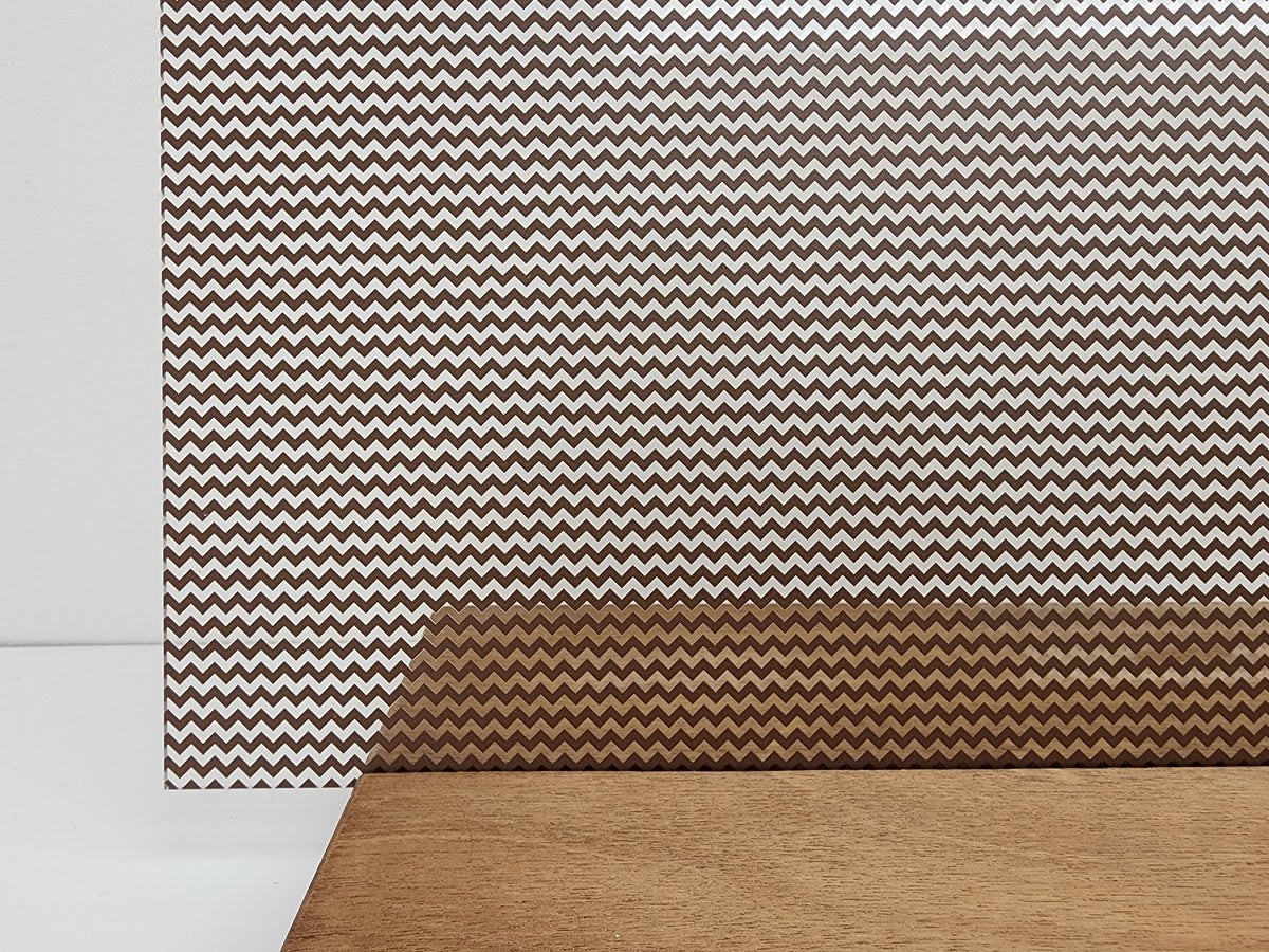 PatternPly® Scattered Micro School Chevron BROWN sheet showing the pattern