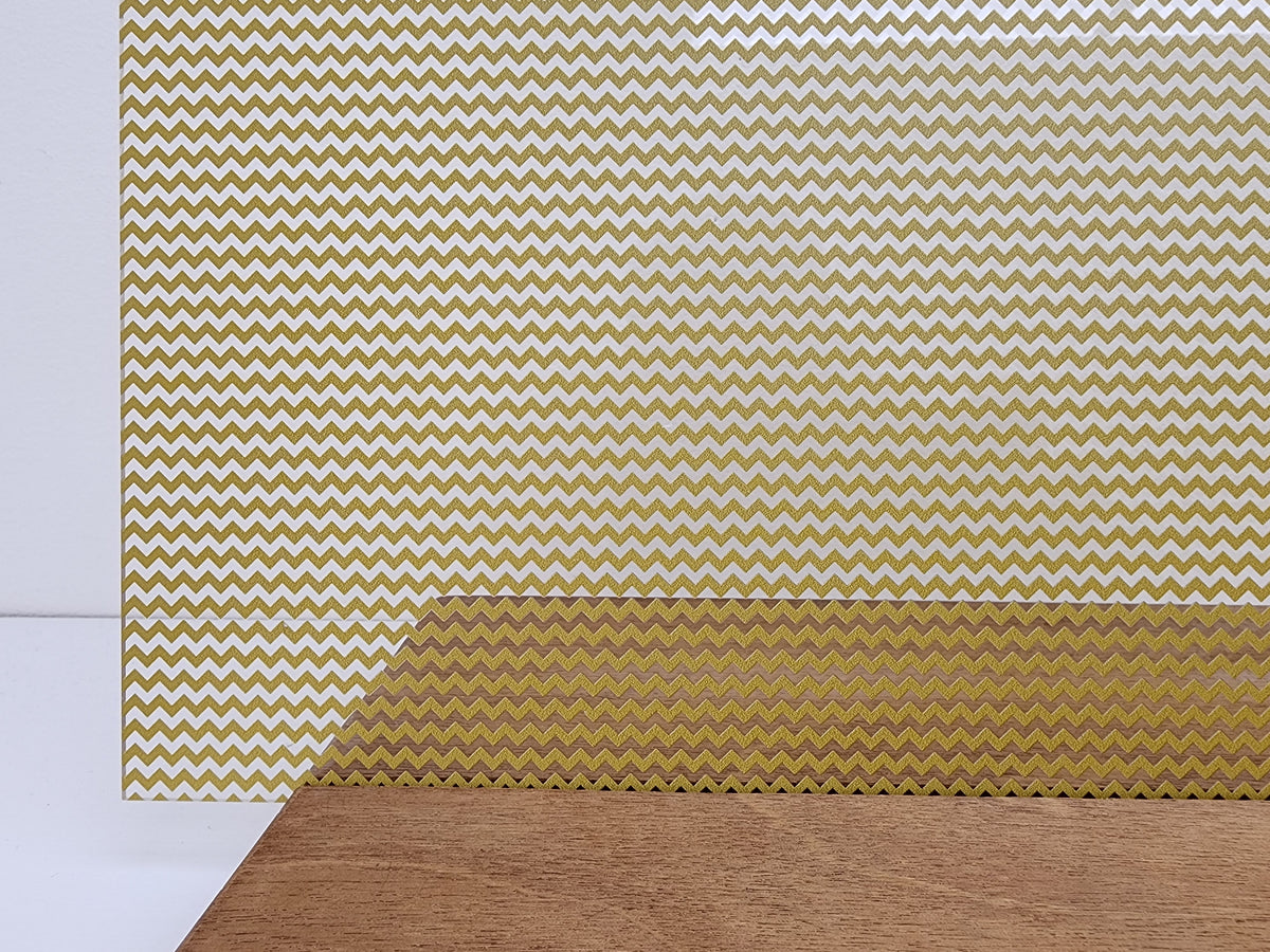 PatternPly® Scattered Micro School Chevron GOLD sheet showing the pattern